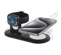 Spigen Mag Fit Duo Compatibile con Caricabatterie di MagSafe (2020-2023) Supporto per iPhone 17-12 serie, Supporto per Apple Watch Ultra 3/2/1, Serie 11/10/9/8/7/SE - Nero