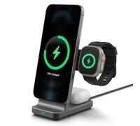Spigen OneTap Pro 3 MagFit Qi2 15W Caricatore wireless 3 in 1 Per MagSafe, Ricarica Rapida Wireless Phone Charger Stand per iPhone 17 16 15 14 13 12 Pro Max Plus Air, AirPods 4 3 2, Apple Watch
