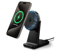 Spigen OneTap Pro3 CryoMax Caricatore Wireless iPhone con Supporto MagSafe [Raffreddamento] Qi2 15W Certificato, Compatibile con iPhone 16/15/14 & Cover MagSafe di Samsung S25/S24 iPhone 16e Pixel 9a