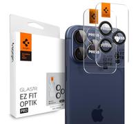 Spigen Protezione Fotocamera compatibile con iPhone 15/16/17 Pro, iPhone 15/16/17 Pro Max, 2 Pezzi, Titanio nero, Anello Individuale, Durezza 9H Pellicola prottetiva