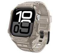 Spigen Rugged Armor Pro Custodia con cinturino per Apple Watch 11/10(46mm) | Custodia TPU resistente con cinturino regolabile e dettagli in fibra di carbonio per il modello 2025/2024 - Dune Beige