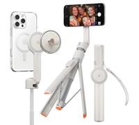 Spigen S581W Treppiede One Push MagSafe Apertura Automatica | Beige Dune, Bastone Selfie e Treppiede Bluetooth per iPhone Samsung Android. Extra Lungo con Telecomando. Supporto MagSafe