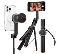Spigen S581W Treppiede One Push MagSafe Apertura Automatica | Nero, Bastone Selfie e Treppiede Bluetooth per iPhone Samsung Android. Extra Lungo con Telecomando. Supporto MagSafe
