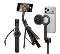 Spigen S582W Selfie Stick Treppiede MagSafe, Bastone Selfie con Telecomando Bluetooth, Estensibile 166,5 cm, Testa 360°, Supporto Magnetico, Anello Universale - Nero