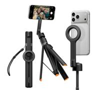 Spigen S582W Selfie Stick Treppiede MagSafe Testa 360° | Nero, Bastone Selfie e Treppiede Bluetooth per iPhone Samsung Android. Extra Lungo con Telecomando. Supporto MagSafe