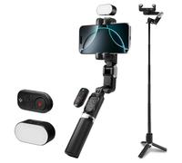 Spigen S620W Stabilizzatore Gimbal per Smartphone con Treppiede a Riconoscimento Facciale, Supporto per Selfie Rotabile Verticale e Orizzontale, Include Luce LED e Telecomando Bluetooth - Nero