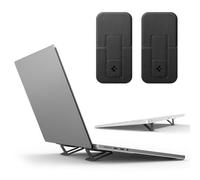 Spigen Slim Fold Supporto Laptop Adesivo, Set da 2 Pezzi Pieghevole e Portatile, Doppia Regolazione Ergonomica dell’Inclinazione, Antiscivolo, Compatibile con MacBook Pro/Air e Altri Modelli - Nero
