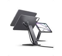 Spigen Supporto Tablet con Ricarica Magnetica Wireless 18W, Docking Station Pogo Pin con Supporto Regolabile, Rotazione a 360° Compatibile con iPad Pro 11 Pollici M5 2025 & M4 2024 - Grigio Siderale