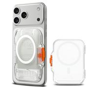 Spigen TinTap MagFit+ Portafoglio Magnetico 5 Carte MagSafe & Pixelsnap | Minimale per carte in PC con meccanismo di blocco sicuro, facile accesso e cuscinetti antiscivolo in silicone - Frost Clear