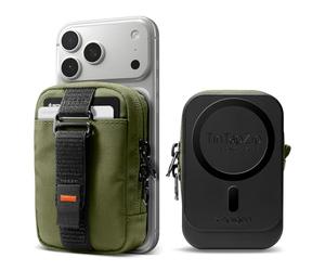 Spigen TinTap Zip MagFit Pouch Portafoglio Magnetico MagSafe & Pixelsnap | Pochette MagSafe EDC Porta carte con spazio per carte, tasca con zip, protezione RFID e aggancio sicuro - Verde Oliva