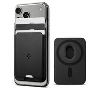 Spigen Valentinus MagFit - Porta carte magnetico 3 carte compatibile con iPhone 16/15/14/13/12 modelli Magsafe Wallet - nero