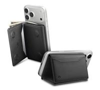 Spigen Valentinus S MagFit Portafoglio Magnetico 7Carte MagSafe&Pixelsnap | Design pieghevole a tre ante con chiusura magnetica sicura, supporto integrato e spazio per carte e contanti - Nero