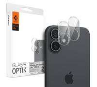 Spigen Glas.tR Optik Protezione Fotocamera compatibile con iPhone 16, iPhone 16 Plus, 2 Pezzi, Cristallino, Resistente ai Graffi, Durezza 9H Pellicola prottetiva