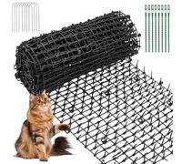 Spikes Anti Cat Spikes - 30 x 200 cm Spikes Cat Deterrent Spikes Black Plastic Cat Repellent Mat con 8 pioli a forma di U, strisce di spighe di rete per scavare giardino, recinzione, interni, esterni