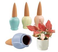 Spikes - Set di 4 innaffiatori automatici in terracotta a forma di , per piante in argilla naturale, di irrigazione per piante e giardino, per mantenere le piante felici
