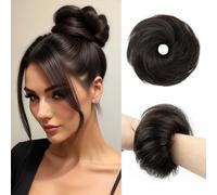 SPIKFN Set di capelli umani, 100% capelli umani, ciambella naturale, per capelli, disordinati (#1B Natural Black)