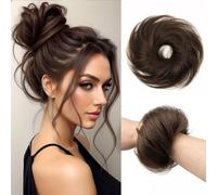 SPIKFN Set di capelli umani, 100% capelli umani, ciambella naturale, per capelli, per donna (#2 marrone scuro)