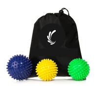 Spiky - Set di 3 palline da massaggio per massaggio, per la terapia di rilascio miofasciale del tessuto muscolare profondo su schiena, piedi, gambe, ecc. (x2 7 cm e 1 9 cm palla appuntita
