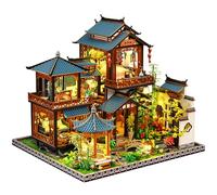 Spilay Kit casa miniatura per adulti, kit casa miniatura fai da te con luce LED e copertura antipolvere, puzzle 3D creativo per relax e decorazione d'ufficio, regalo