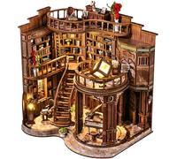 Spilay Kit d'angolo di libro fai da te per adulti, kit di angolo del libro con luce LED, puzzle 3D in legno in miniatura fai da te, decorazione creativa per scaffale e regalo unico per