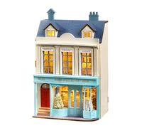 Spilay Kit di mobili in legno fai da te per casa delle bambole, mini casa delle bambole fatta a mano con LED, scala 1:24, giocattoli creativi in legno per adulti, amici, amanti, regalo di compleanno