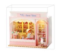 Spilay Kit fai da te in miniatura per casa delle bambole con mobili in legno, copertura antipolvere e kit per casa delle bambole fai da te, artigianato fatto a mano, regali di compleanno, Natale e San