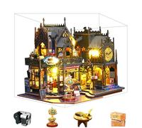 Spilay Kit fai da te in miniatura per casa delle bambole fai da te, kit con mobili in legno, copertura antipolvere, carillon e LED, artigianato fatti a mano per compleanno, ES012 (Holo Magic City)