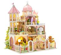 Spilay Kit fai da te per casa in miniatura, castello di Windsor, kit per casa delle bambole in miniatura, con luce LED, mini kit di costruzione per casa, angolo libro per adulti, decorazione creativa
