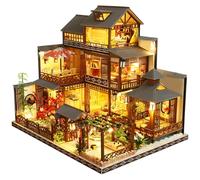 Spilay Kit per casa in miniatura fai da te, mini castello fatto a mano, con LED e carillon musicale, scala 1:24, giocattolo creativo per casa delle bambole, regalo di compleanno per adulti (cortile