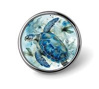 Spilla a bottone blu tartaruga marina 2,5 cm, spille da bavero in metallo personalizzate, spilla rotonda leggera, eleganti distintivi a bottone, spille smaltate divertenti per camicie, giacche, borse