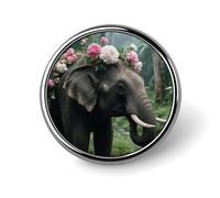 Spilla a bottone con fiore ed elefante, spilla classica e carina, spilla rotonda alla moda, spilla da bavero in metallo squisita, spille personalizzate, bottoni per abbigliamento, zaino, cappello, gia