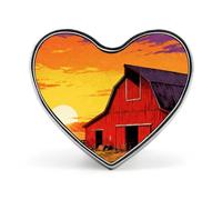 Spilla a bottone con motivo Heart Country Barn Sunset per borsa e cappello