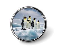 Spilla a bottone con pinguini sull'iceberg da 2,5 cm, spille da bavero in metallo personalizzate, spilla rotonda leggera, eleganti spille smaltate per camicie, giacche, borse e regali