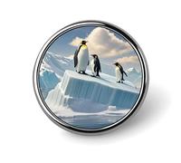 Spilla a bottone con pinguini sull'iceberg, in metallo, personalizzata, distintivi, classica spilla rotonda, spilla smaltata, simpatica, divertente, per giacche, zaini, borse, cappotti