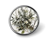 Spilla a bottone con rametto di verde le bianco, spilla classica e graziosa, spilla rotonda alla moda, spilla da bavero in metallo squisita, spille personalizzate, bottoni per abbigliamento, zaino, c