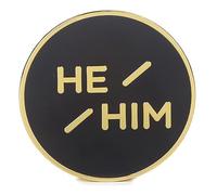 Spilla a bottone con scritta in lingua inglese "He Him Pronoun Pronoun", non binaria, smaltata, spilla da bavero - NB Pride Genderqueer, Metallo