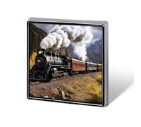 Spilla a bottone in metallo con locomotiva a vapore, ideale per vestiti e borse - Spilla da bavero in stile smaltato, regalo vintage a tema trasporti.