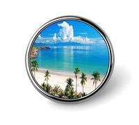 Spilla a bottone in metallo personalizzata con oceano, mare, spiaggia, spilla rotonda classica, spilla smaltata, simpatica, divertente, per giacche, zaini, borse, cappotti
