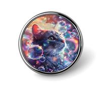 Spilla a bottone personalizzata con spilla a forma di gatto con bolle colorate, per la decorazione di indumenti