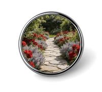 Spilla a bottone Vatika floreale rosso cremisi e salvia rotonda in metallo spille da bavero distintivi classica spilla carina spilla personalizzata pin back badge novità divertenti spille smaltate per