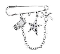 Spilla a catena a stella coreana per le donne uomini vestito arredamento vita stringitore nappe pin scarpe ornamento gioielli accessori spille donna, One Size, come descritto