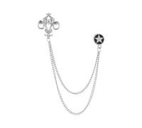 Spilla a catena con nappa a stella for donne e uomini da bavero in cristallo corona Distintivo vintage Accessori for gioielli for feste di nozze(Sliver)