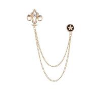 Spilla a catena con nappa a stella for donne e uomini da bavero in cristallo corona Distintivo vintage Accessori for gioielli for feste di nozze(Gold)