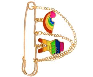 Spilla a catena dal design artistico a forma cuore Colori vibranti gioielleria alla per adolescenti e adulti Spilla colorata