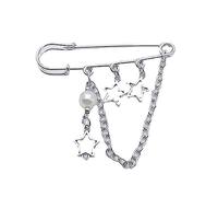 Spilla a cinque punte serie Satr Street Fashion spilla da bavero accessori per abiti semplice doppia catena spilla elegante, Misura unica, come descritto