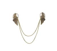 Spilla a clip per collare ad ala d'angelo, per donne e ragazze, con zirconia cubica, pendente a forma di piuma, accessorio per gioielli, One Size, Metallo