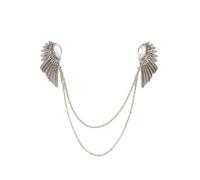 Spilla a clip per collare ad ala d'angelo, per donne e ragazze, con zirconia cubica, pendente a forma di piuma, accessorio per gioielli, One Size, Metallo