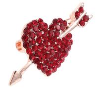 Spilla a Cuore Trafitto da Freccia in Lega di Zinco Rossa | Elegante Forma Romantica, Strass Scintillanti e Finitura Lucida, per Abiti e Scialli