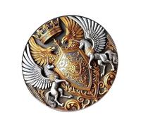 Spilla a doppia testa Hawks con lucentezza dorata per una dichiarazione versatile e alla moda, spilla in acciaio inox, spilla per zaino