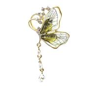 Spilla a farfalla con nappe abbellimento contemporaneo a gocce d'acqua silhouette in lega artigianale per abiti eleganti Elegante spilla in lega, Misura unica, come descritto